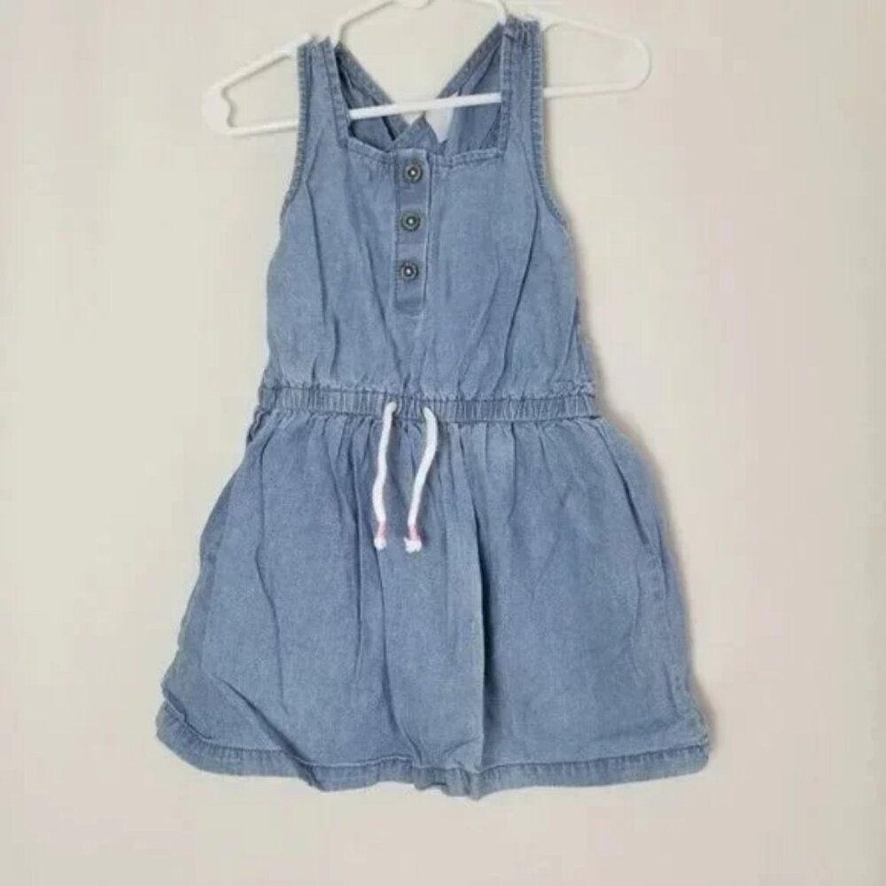 Carter's denim X back dress 3 front buttons little girl size 2T (B19)